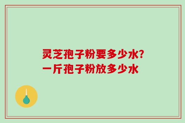 灵芝孢子粉要多少水？一斤孢子粉放多少水