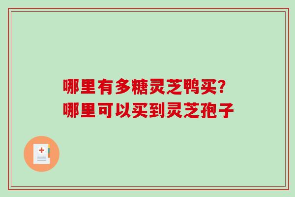 哪里有多糖灵芝鸭买？哪里可以买到灵芝孢子
