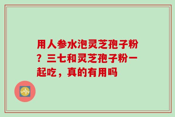 用人参水泡灵芝孢子粉？三七和灵芝孢子粉一起吃，真的有用吗