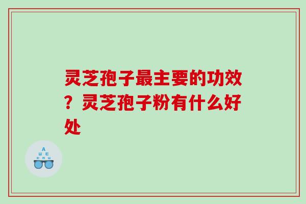 灵芝孢子最主要的功效？灵芝孢子粉有什么好处