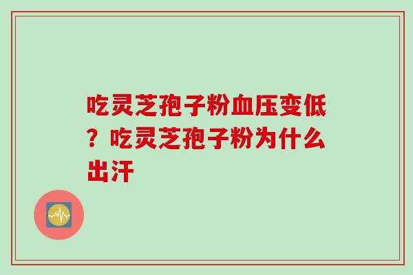 吃灵芝孢子粉血压变低？吃灵芝孢子粉为什么出汗