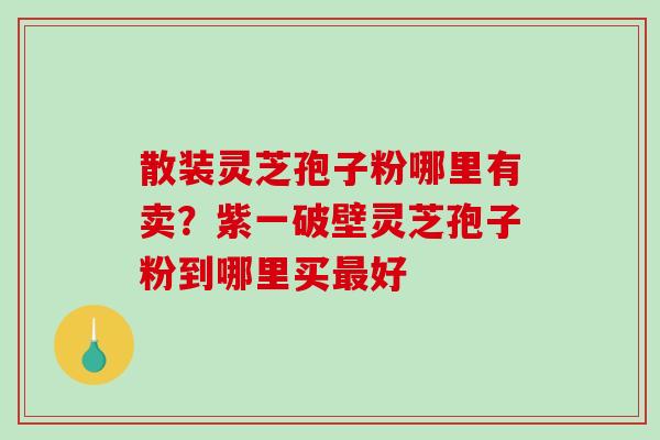 散装灵芝孢子粉哪里有卖？紫一破壁灵芝孢子粉到哪里买最好