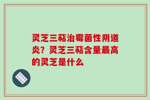 灵芝三萜治霉菌性阴道炎？灵芝三萜含量最高的灵芝是什么