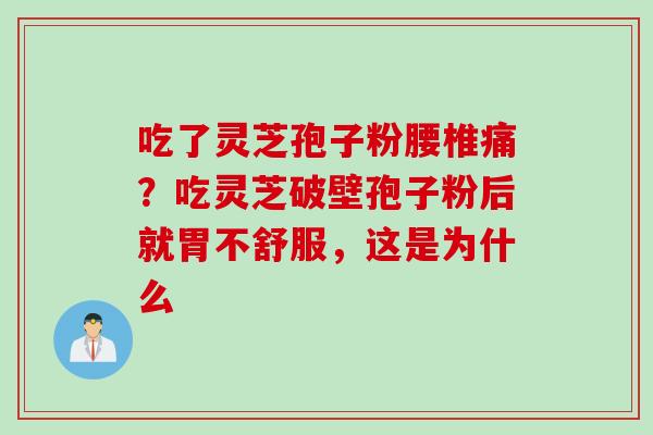 吃了灵芝孢子粉腰椎痛？吃灵芝破壁孢子粉后就胃不舒服，这是为什么