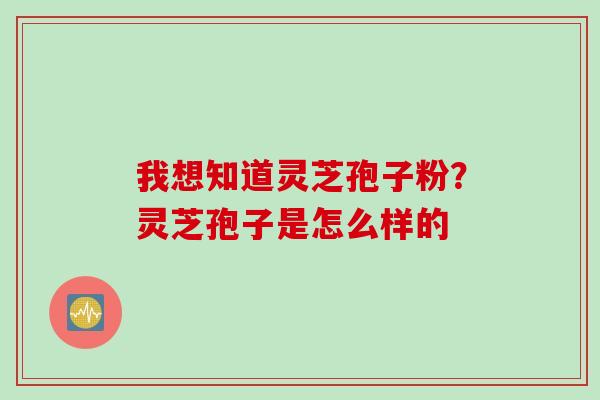 我想知道灵芝孢子粉？灵芝孢子是怎么样的