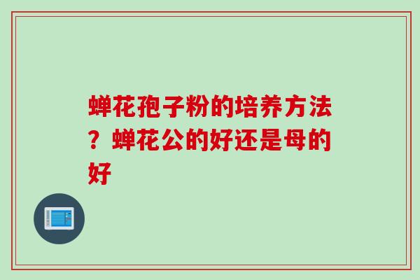 蝉花孢子粉的培养方法？蝉花公的好还是母的好