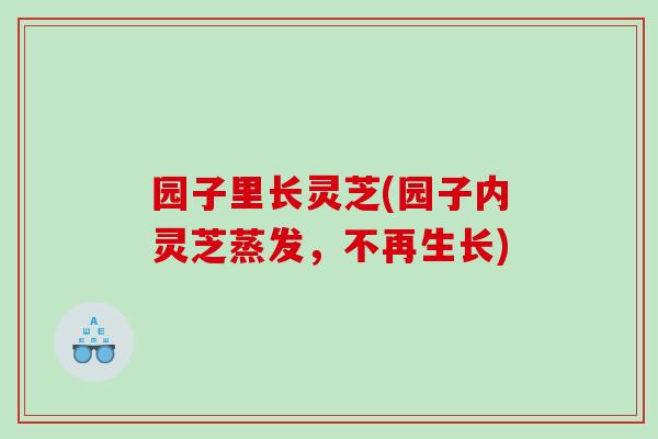 园子里长灵芝(园子内灵芝蒸发，不再生长)