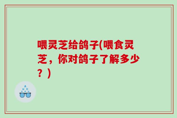 喂灵芝给鸽子(喂食灵芝，你对鸽子了解多少？)