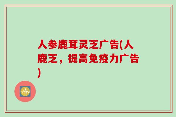 人参鹿茸灵芝广告(人鹿芝，提高免疫力广告)