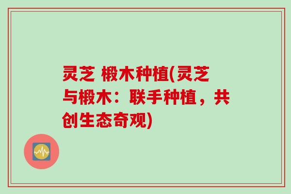 灵芝 椴木种植(灵芝与椴木：联手种植，共创生态奇观)