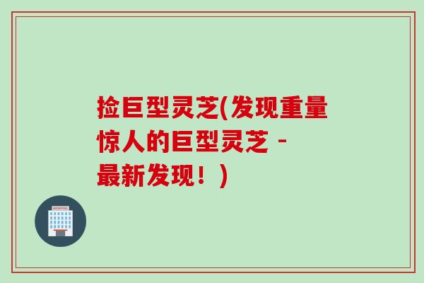 捡巨型灵芝(发现重量惊人的巨型灵芝 - 最新发现！)
