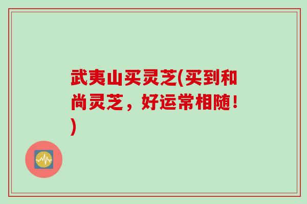 武夷山买灵芝(买到和尚灵芝，好运常相随！)