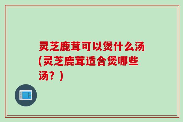灵芝鹿茸可以煲什么汤(灵芝鹿茸适合煲哪些汤？)