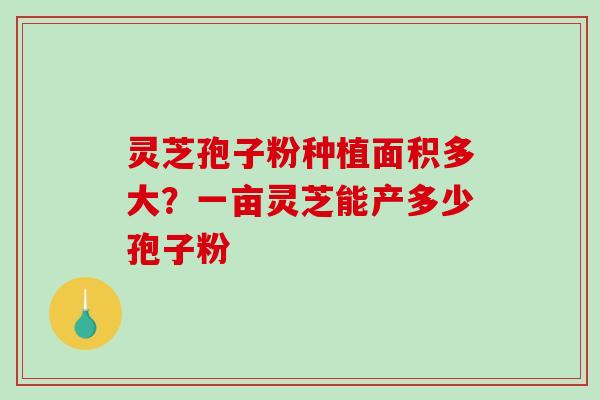 灵芝孢子粉种植面积多大？一亩灵芝能产多少孢子粉