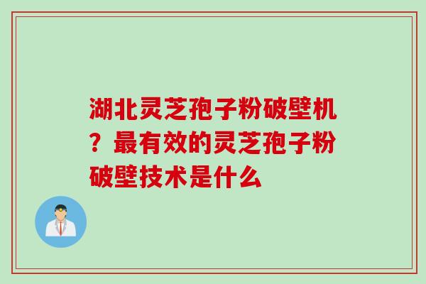湖北灵芝孢子粉破壁机？最有效的灵芝孢子粉破壁技术是什么
