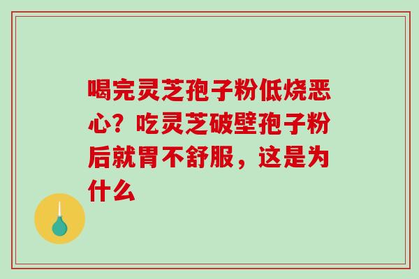 喝完灵芝孢子粉低烧恶心？吃灵芝破壁孢子粉后就胃不舒服，这是为什么