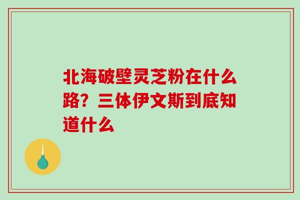 北海破壁灵芝粉在什么路？三体伊文斯到底知道什么