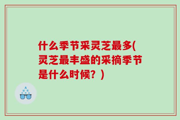 什么季节采灵芝最多(灵芝最丰盛的采摘季节是什么时候？)