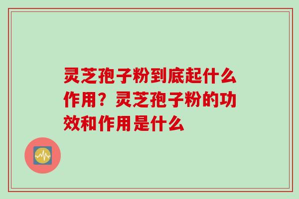 灵芝孢子粉到底起什么作用？灵芝孢子粉的功效和作用是什么