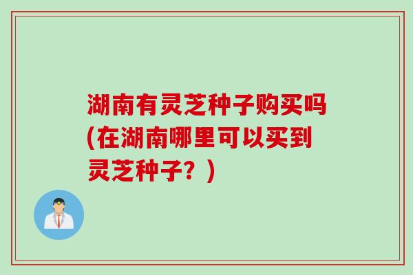 湖南有灵芝种子购买吗(在湖南哪里可以买到灵芝种子?) 湖南有灵芝种子购买吗(在湖南哪里可以买到灵芝种子?)
