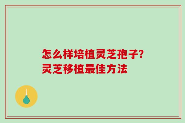 怎么样培植灵芝孢子?灵芝移植佳方法 怎么样培植灵芝孢子?灵芝移植佳方法