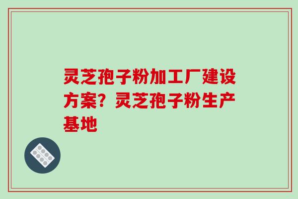 灵芝孢子粉加工厂建设方案？灵芝孢子粉生产基地