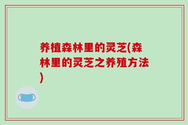 养植森林里的灵芝(森林里的灵芝之养殖方法)