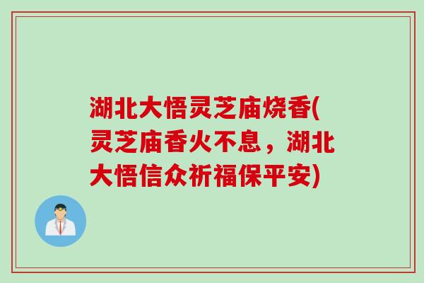 湖北大悟灵芝庙烧香(灵芝庙香火不息，湖北大悟信众祈福保平安)