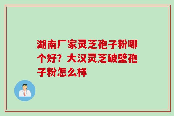 湖南厂家灵芝孢子粉哪个好？大汉灵芝破壁孢子粉怎么样