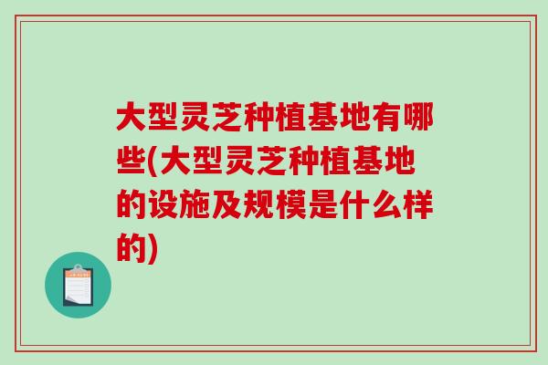 大型灵芝种植基地有哪些(大型灵芝种植基地的设施及规模是什么样的)