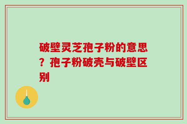 破壁灵芝孢子粉的意思？孢子粉破壳与破壁区别