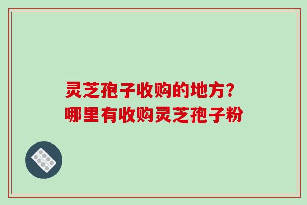 灵芝孢子收购的地方？哪里有收购灵芝孢子粉