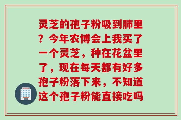 灵芝的孢子粉吸到里？今年农博会上我买了一个灵芝，种在花盆里了，现在每天都有好多孢子粉落下来，不知道这个孢子粉能直接吃吗