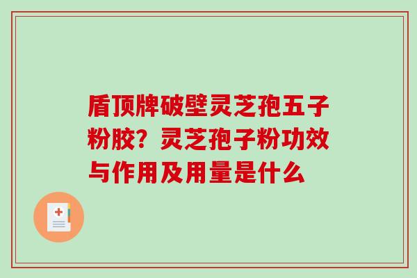 盾顶牌破壁灵芝孢五子粉胶？灵芝孢子粉功效与作用及用量是什么