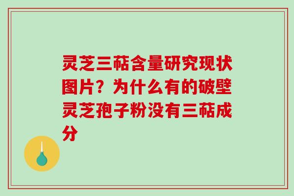 灵芝三萜含量研究现状图片？为什么有的破壁灵芝孢子粉没有三萜成分