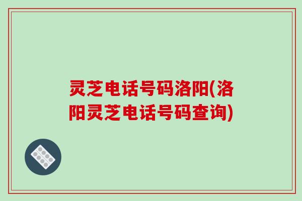 灵芝电话号码洛阳(洛阳灵芝电话号码查询)