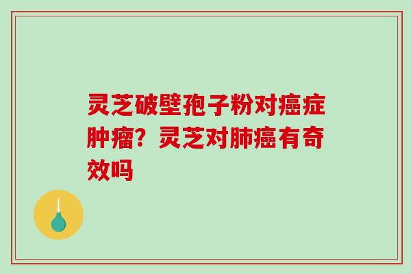 灵芝破壁孢子粉对癌症肿瘤？灵芝对肺癌有奇效吗