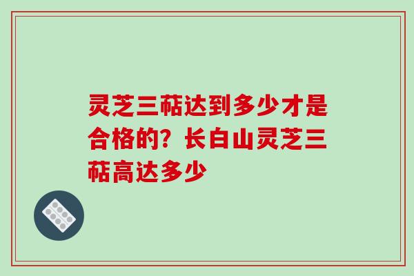 灵芝三萜达到多少才是合格的？长白山灵芝三萜高达多少