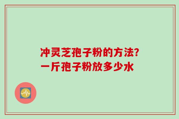 冲灵芝孢子粉的方法？一斤孢子粉放多少水