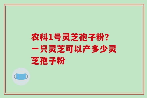 农科1号灵芝孢子粉？一只灵芝可以产多少灵芝孢子粉