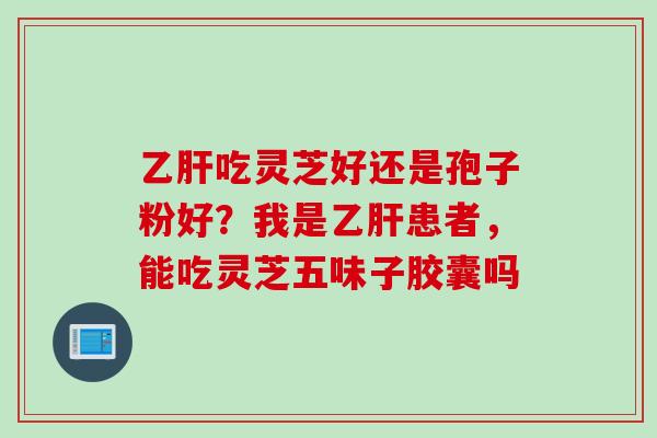乙肝吃灵芝好还是孢子粉好？我是乙肝患者，能吃灵芝五味子胶囊吗