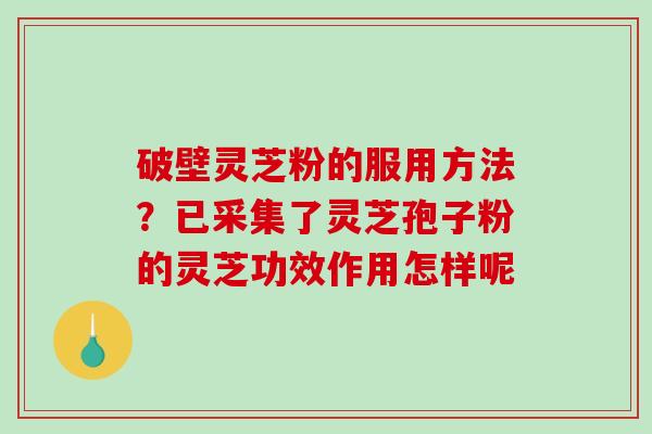 破壁灵芝粉的服用方法？已采集了灵芝孢子粉的灵芝功效作用怎样呢