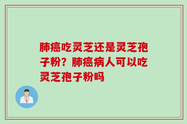 吃灵芝还是灵芝孢子粉？人可以吃灵芝孢子粉吗