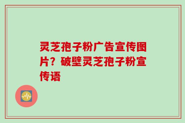 灵芝孢子粉广告宣传图片？破壁灵芝孢子粉宣传语