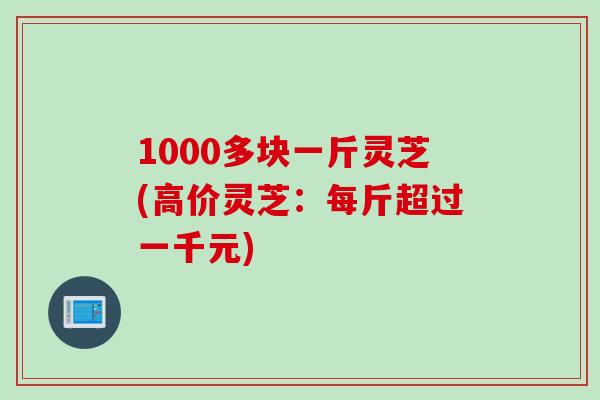 1000多块一斤灵芝(高价灵芝：每斤超过一千元)