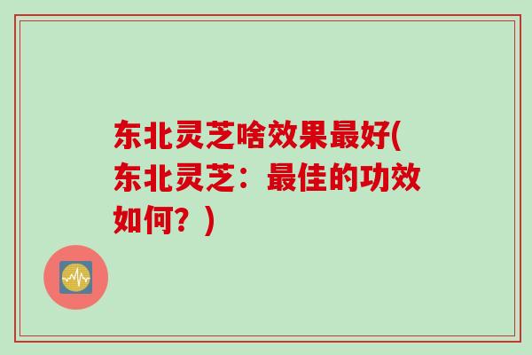 东北灵芝啥效果最好(东北灵芝：最佳的功效如何？)
