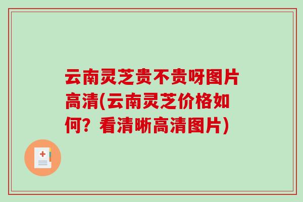 云南灵芝贵不贵呀图片高清(云南灵芝价格如何？看清晰高清图片)