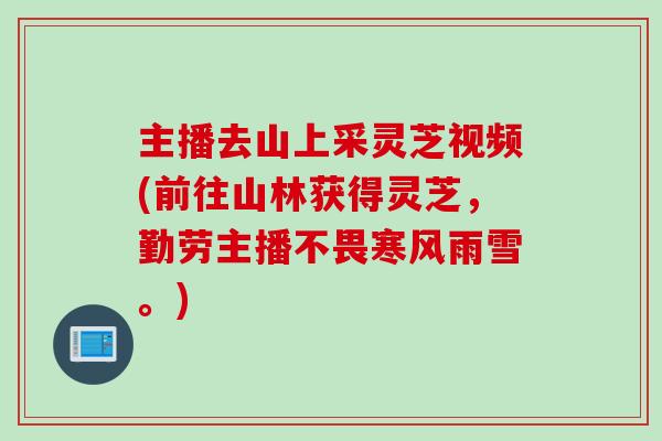 主播去山上采灵芝视频(前往山林获得灵芝，勤劳主播不畏寒风雨雪。)