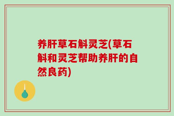 养草石斛灵芝(草石斛和灵芝帮助养的自然良药)