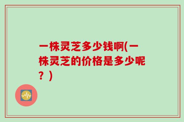 一株灵芝多少钱啊(一株灵芝的价格是多少呢？)